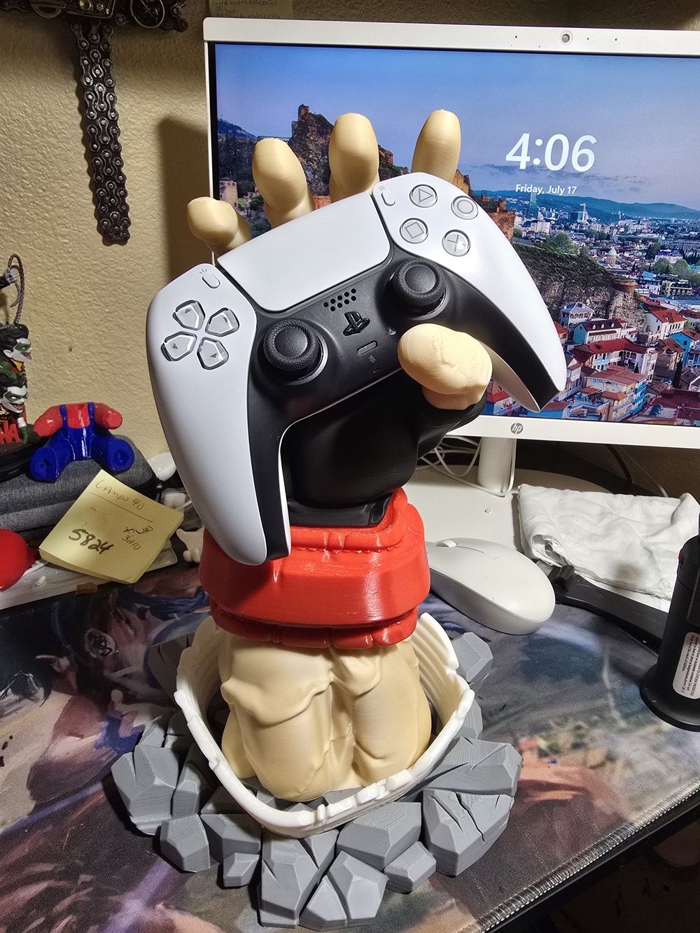 Red and Cream Gaming Controller Display Stand
